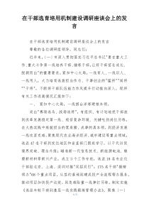 在干部选育培用机制建设调研座谈会上的发言