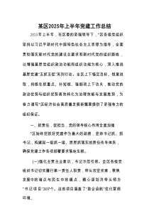 2025年上半年党建工作总结（区级）