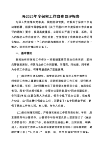 2025年保密工作自查自评报告（局级）