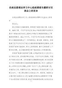 在政法委理论学习中心组政绩观专题研讨交流会上的发言