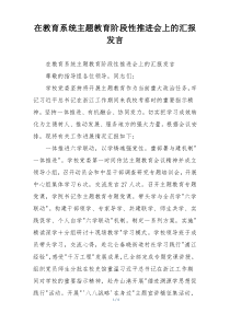 在教育系统主题教育阶段性推进会上的汇报发言
