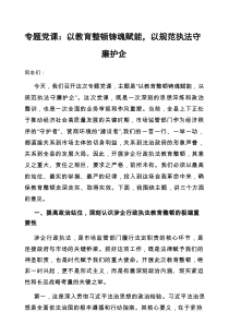 党课：以教育整顿铸魂赋能，以规范执法守廉护企