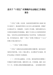县关于十四五时期维护社会稳定工作情况报告