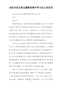 在机关党支部主题教育集中学习会上的发言