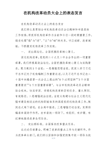 在机构改革动员大会上的表态发言