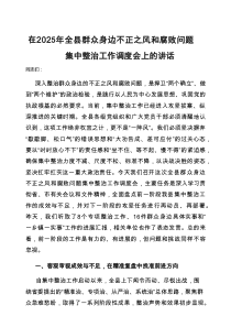 在2025年全县群众身边不正之风和腐败问题集中整治工作调度会上的讲话