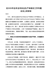 在2025年全市全市安全生产和信访工作专题会议上的讲话