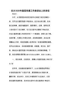 在2025年基层党建工作座谈会上的讲（乡镇）