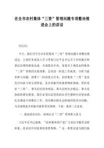 在全市农村集体三资管理问题专项整治推进会上的讲话