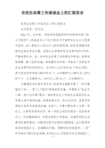 在民生实事工作座谈会上的汇报发言