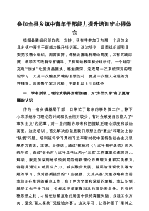 心得体会：参加全县乡镇中青年干部能力提升培训班感悟