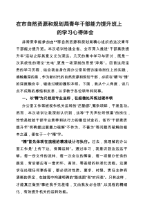 心得体会：参加青年干部能力提升班学习感悟（市自然资源和规划局）