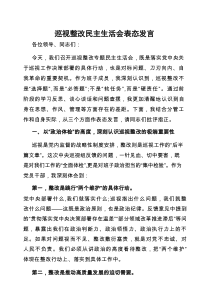 表态发言：巡视整改民主生活会