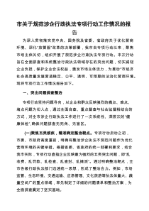 规范涉企行政执法专项行动工作情况报告（市级）