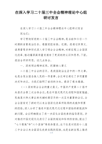 在深入学习二十届三中全会精神理论中心组研讨发言