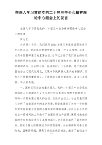 在深入学习贯彻党的二十届三中全会精神理论中心组会上的发言