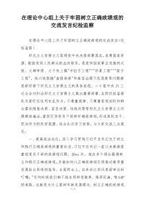在理论中心组上关于牢固树立正确政绩观的交流发言纪检监察