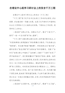 在理论中心组学习研讨会上的发言千万工程