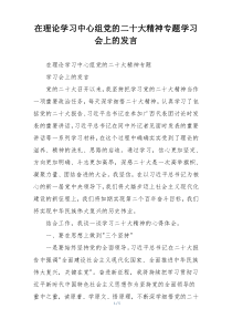 在理论学习中心组党的二十大精神专题学习会上的发言