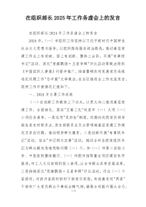 在组织部长2025年工作务虚会上的发言