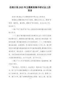 在统计局2025年主题教育集中研讨会上的发言