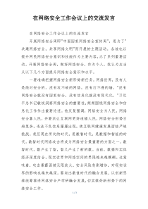 在网络安全工作会议上的交流发言