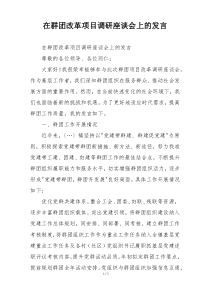 在群团改革项目调研座谈会上的发言