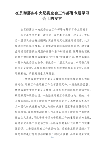 在贯彻落实中央纪委全会工作部署专题学习会上的发言