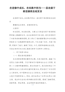 在进修中成长，在实践中担当——县处级干部进修班总结发言