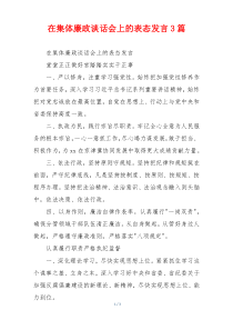 在集体廉政谈话会上的表态发言3篇