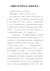 在集团公司任职大会上的表态发言1