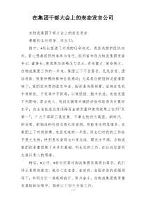 在集团干部大会上的表态发言公司
