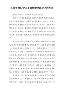 在青年理论学习小组经验交流会上的发言