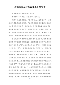 在高校青年工作座谈会上的发言