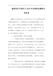 基层党员干部学习2025年全国两会精神交流发言