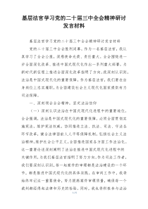 基层法官学习党的二十届三中全会精神研讨发言材料