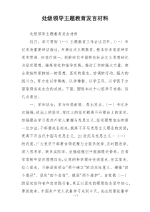处级领导主题教育发言材料
