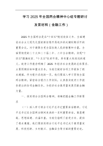 学习2025年全国两会精神中心组专题研讨发言材料金融工作