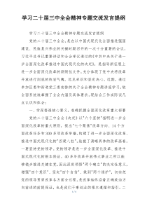 学习二十届三中全会精神专题交流发言提纲