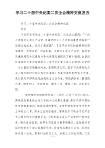 学习二十届中央纪委二次全会精神交流发言
