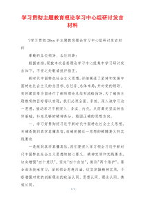 学习贯彻主题教育理论学习中心组研讨发言材料