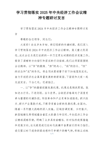 学习贯彻落实2025年中央经济工作会议精神专题研讨发言