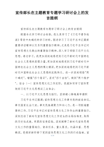 宣传部长在主题教育专题学习研讨会上的发言提纲