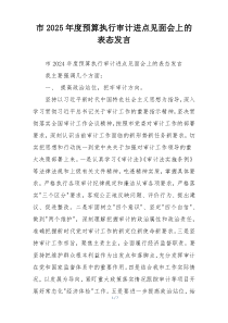市2025年度预算执行审计进点见面会上的表态发言