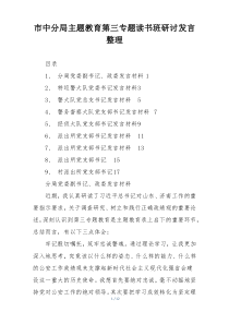 市中分局主题教育第三专题读书班研讨发言整理