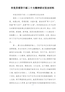 市党员领导干部二十大精神研讨发言材料