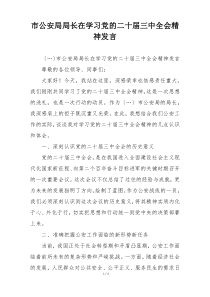 市公安局局长在学习党的二十届三中全会精神发言