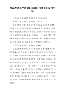 市发改委在全市调研成果汇报会上的发言材料