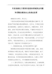 市发改委在工程项目招投标领域突出问题专项整治推进会上的表态发言