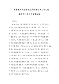 市发改局党组书记在党委理论学习中心组学习研讨会上的发言材料